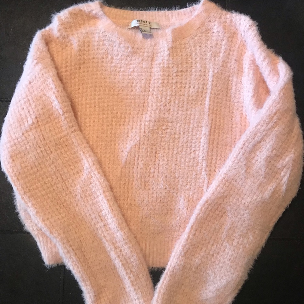 Pale pink faux angora sweater